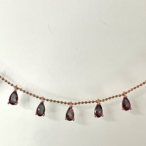 Silver rose necklace with labradorite gems